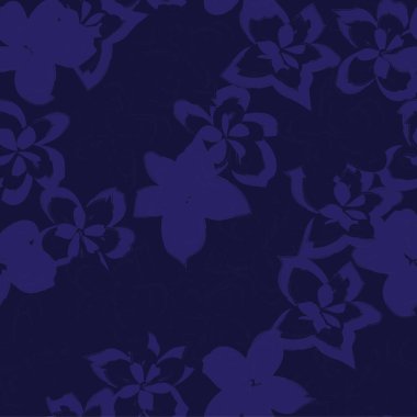 Mavi çiçekli fırça darbeleri moda baskıları, grafikler, arka planlar ve el sanatları için pürüzsüz desenli arka plan