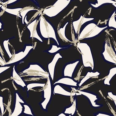 Kahverengi çiçekli fırça darbeleri moda baskıları, grafikler, arka planlar ve el sanatları için pürüzsüz desenli arka plan