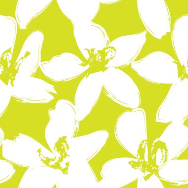 Sarı çiçekli fırça darbeleri moda baskıları, grafikler, arka planlar ve el sanatları için pürüzsüz desenli arkaplan