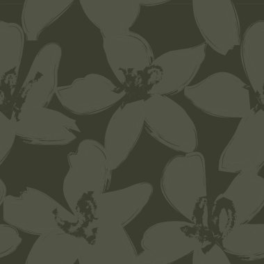 Yeşil çiçekli fırça darbeleri moda baskıları, grafikler, arka planlar ve el sanatları için pürüzsüz desenli arka plan