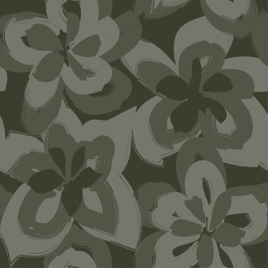 Yeşil çiçekli fırça darbeleri moda baskıları, grafikler, arka planlar ve el sanatları için pürüzsüz desenli arka plan