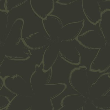 Yeşil çiçekli fırça darbeleri moda baskıları, grafikler, arka planlar ve el sanatları için pürüzsüz desenli arka plan