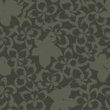 Yeşil çiçekli fırça darbeleri moda baskıları, grafikler, arka planlar ve el sanatları için pürüzsüz desenli arka plan