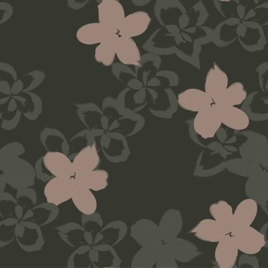 Yeşil çiçekli fırça darbeleri moda baskıları, grafikler, arka planlar ve el sanatları için pürüzsüz desenli arka plan