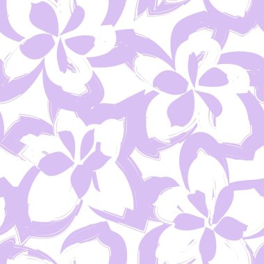 Mor çiçekli fırça darbeleri moda baskıları, grafikler, arka planlar ve el sanatları için pürüzsüz desenli arkaplan