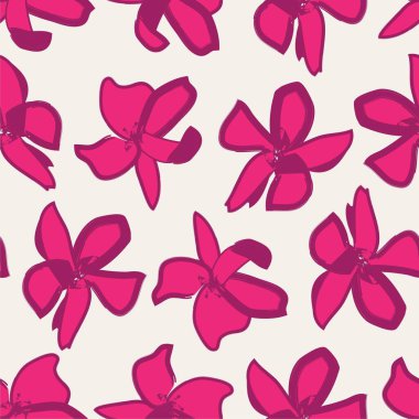 Mor çiçekli fırça darbeleri moda baskıları, grafikler, arka planlar ve el sanatları için pürüzsüz desenli arkaplan