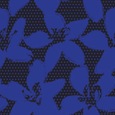 Mavi çiçekli tropikal botanik desensiz moda tekstil ve grafikleri için noktalı arkaplan