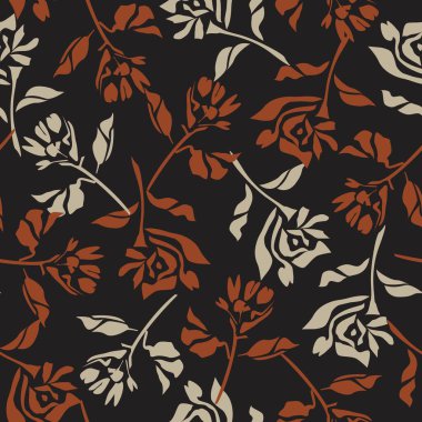 Kahverengi Taupe bitkisel bitki örtüsü desensiz arka plan moda baskıları, grafikler, arka planlar ve el sanatları için uygun