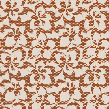 Kahverengi tropikal botanik desensiz desen moda tekstil ve grafikleri için noktalı arkaplan