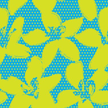 Sarı çiçekli tropikal botanik desensiz moda tekstil ve grafikleri için noktalı arkaplan