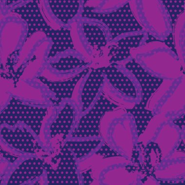 Moda tekstil ve grafikleri için mor çiçekli, dikişsiz bitki desenli arkaplan
