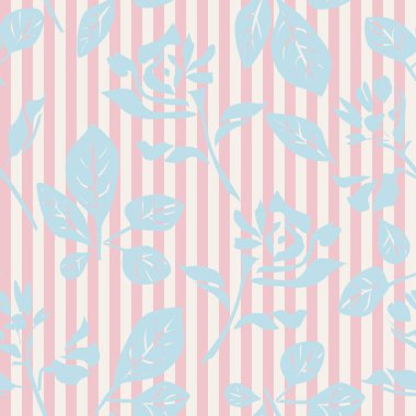Pastel Floral tropikal botanik deseni. Moda tekstil ve grafikleri için çizgili arka planı var.