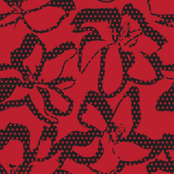 Red Floral Patrón Botánico Tropical Sin Costuras Fondo Punteado Para — Vector de stock