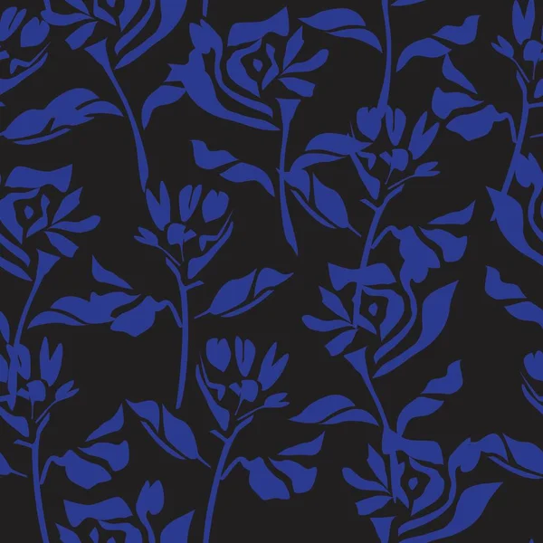 Fondo Patrón Sin Costuras Botánico Floral Tropical Azul Adecuado Para — Vector de stock