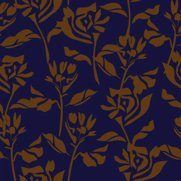Brown Taupe Blommig Botaniska Sömlösa Mönster Bakgrund Lämplig För Mode — Stock vektor