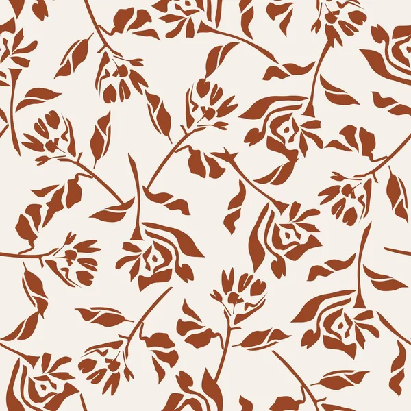 Brown Taupe Floral Botanical Seamless Pattern Background Suitable Fashion Prints — Stock Vector