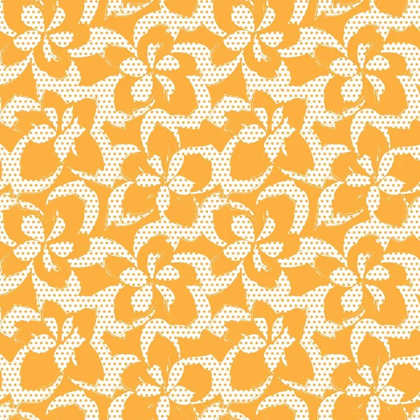 Orange Floral Tropical Botanique Sans Couture Motif Pointillé Fond Pour — Image vectorielle