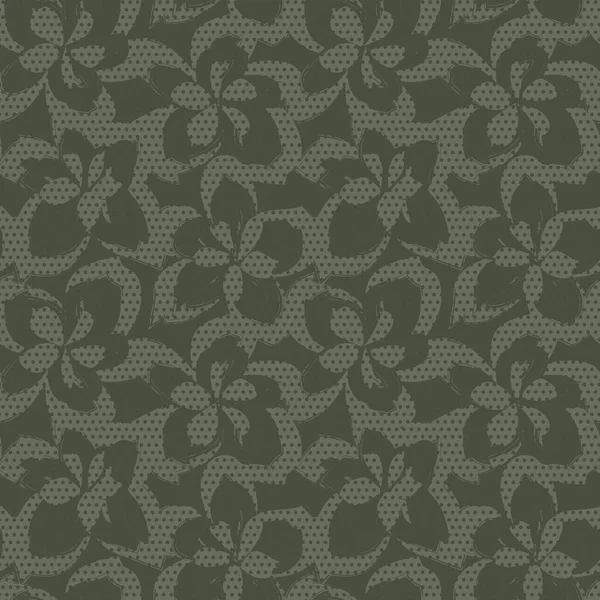 Grön Blommig Tropisk Botaniska Sömlösa Mönster Streckad Bakgrund För Mode — Stock vektor