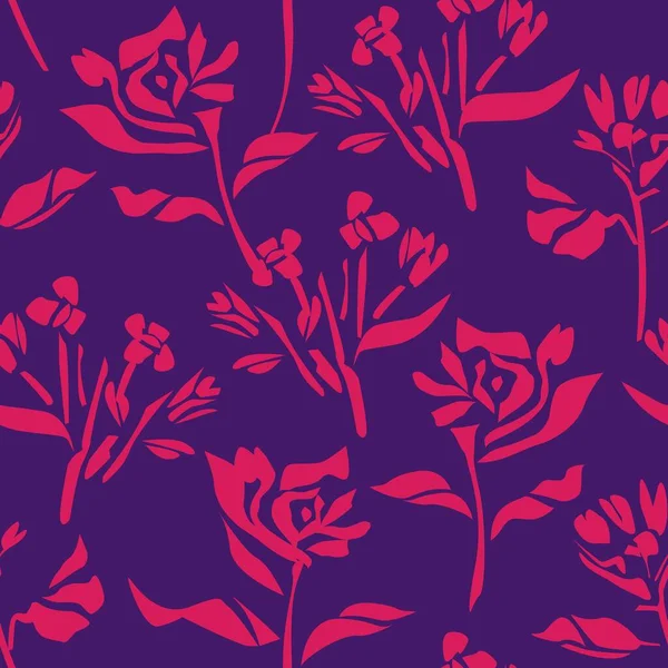 Fondo Patrón Sin Costura Botánico Floral Púrpura Adecuado Para Estampados — Vector de stock