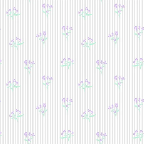 Pastell Florales Botanisches Nahtloses Muster Mit Gestreiftem Hintergrund Für Modetextilien — Stockvektor
