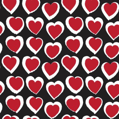 Kırmızı Kalp biçimli fırça darbesi moda tekstil ve grafikleri için kusursuz bir arka plan