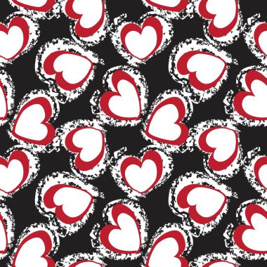 Kırmızı Kalp biçimli fırça darbesi moda tekstil ve grafikleri için kusursuz bir arka plan