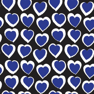 Mavi Kalp biçimli fırça darbesi moda tekstil ve grafikleri için kusursuz bir arka plan