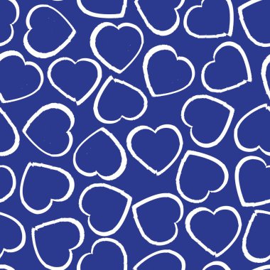 Mavi Kalp biçimli fırça darbesi moda tekstil ve grafikleri için kusursuz bir arka plan