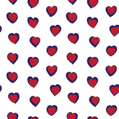 Kırmızı Donanma Kalbi biçimli fırça darbeleri moda tekstil ve grafikleri için kusursuz bir arka plan