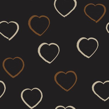 Moda tekstili ve grafikleri için Kahverengi Kalp biçimli fırça darbesi kusursuz arkaplan