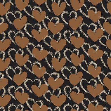 Moda tekstili ve grafikleri için Kahverengi Kalp biçimli fırça darbesi kusursuz arkaplan