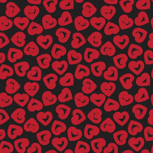 Corazón Rojo Forma Pincelada Sin Costuras Patrón Fondo Para Textiles — Archivo Imágenes Vectoriales