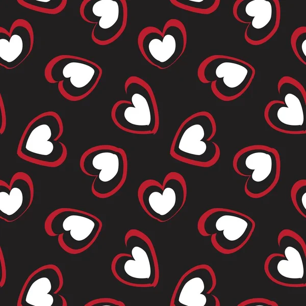 Red Heart Shaped Brush Stroke Seamless Pattern Background Fashion Textiles — Stock Vector