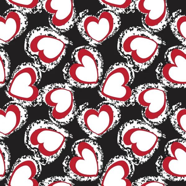 Rouge Coeur Forme Coup Pinceau Fond Motif Sans Couture Pour — Image vectorielle