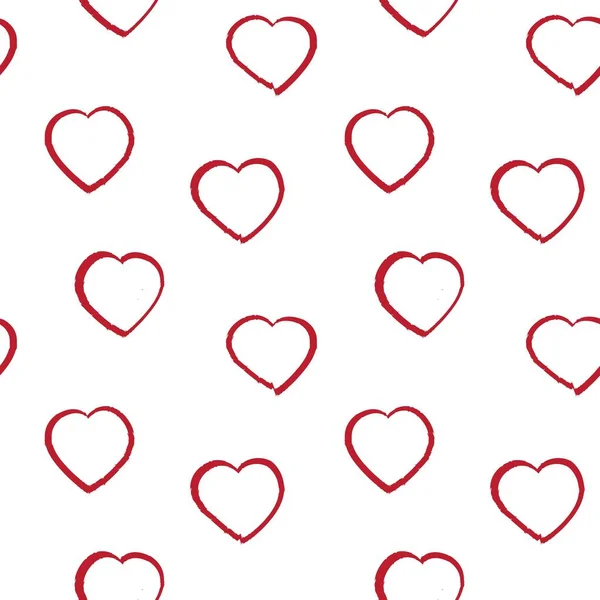 Corazón Rojo Forma Pincelada Sin Costuras Patrón Fondo Para Textiles — Vector de stock