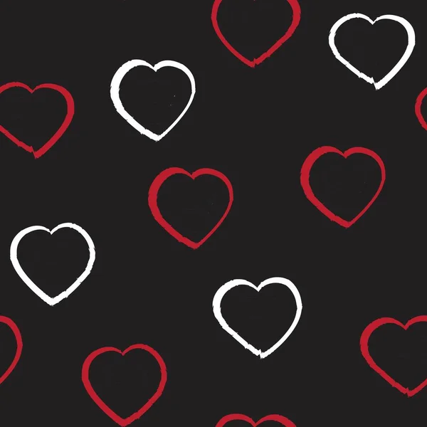 Corazón Rojo Forma Pincelada Sin Costuras Patrón Fondo Para Textiles — Vector de stock