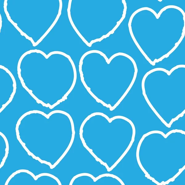 Blue Heart Shaped Brush Stroke Seamless Pattern Background Fashion Textiles — Stock Vector