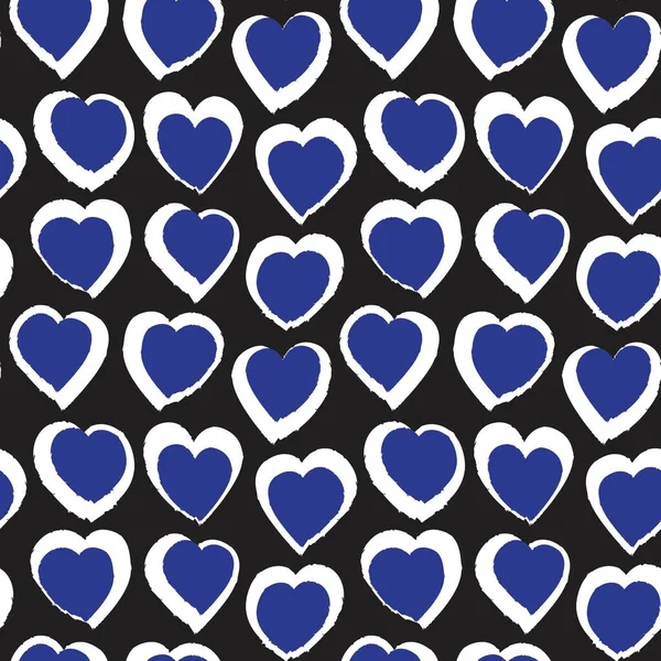 Coração Azul Forma Pincel Curso Sem Costura Fundo Padrão Para — Vetor de Stock