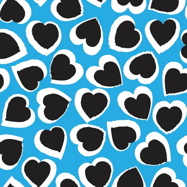 Corazón Azul Forma Pincelada Sin Costuras Patrón Fondo Para Textiles — Vector de stock