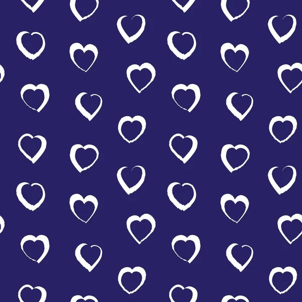 Corazón Azul Forma Pincelada Sin Costuras Patrón Fondo Para Textiles — Vector de stock