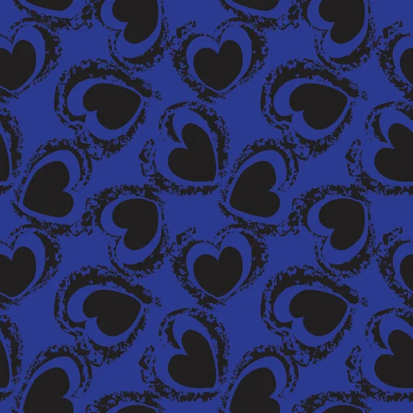 Blue Heart Shaped Brush Stroke Seamless Pattern Background Fashion Textiles — Stock Vector