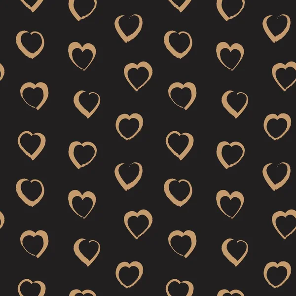 Brown Heart Formad Pensel Stroke Sömlös Mönster Bakgrund För Mode — Stock vektor
