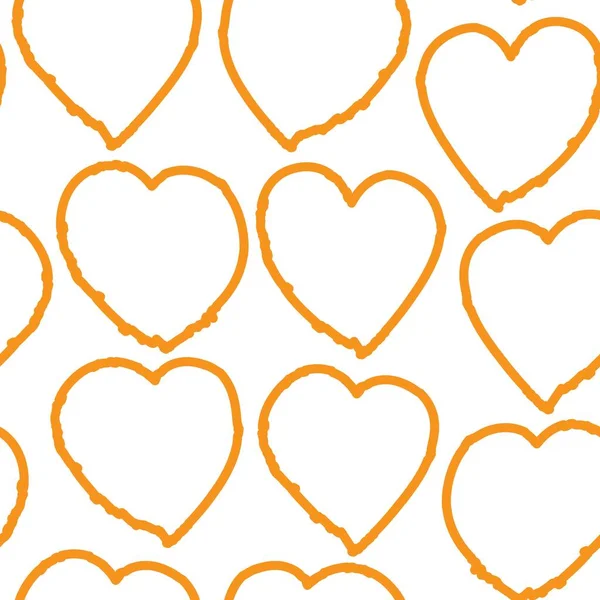 Oranje Hartvormige Penseelstreek Naadloze Patroon Achtergrond Voor Mode Textiel Graphics — Stockvector