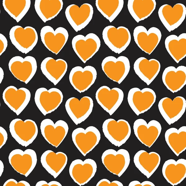 Orange Hjärta Formade Pensel Stroke Sömlös Mönster Bakgrund För Mode — Stock vektor