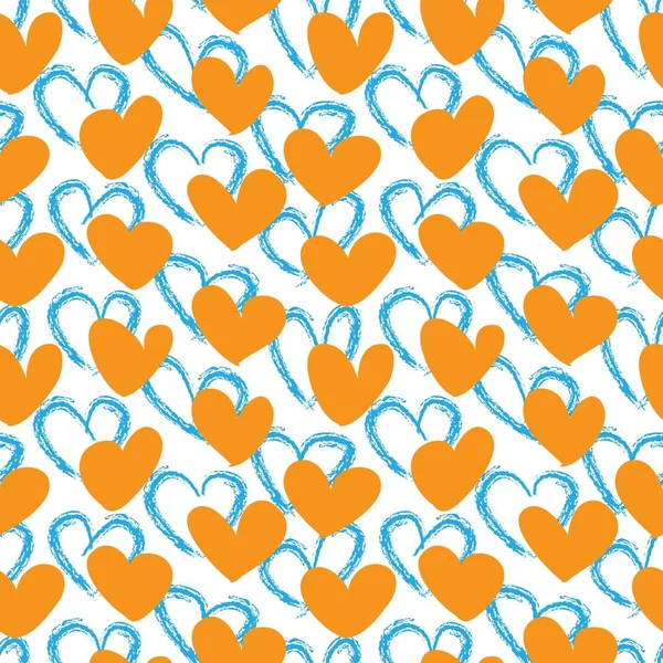 Oranje Hartvormige Penseelstreek Naadloze Patroon Achtergrond Voor Mode Textiel Graphics — Stockvector