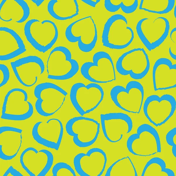 Corazón Amarillo Forma Pincelada Sin Costuras Patrón Fondo Para Textiles — Vector de stock