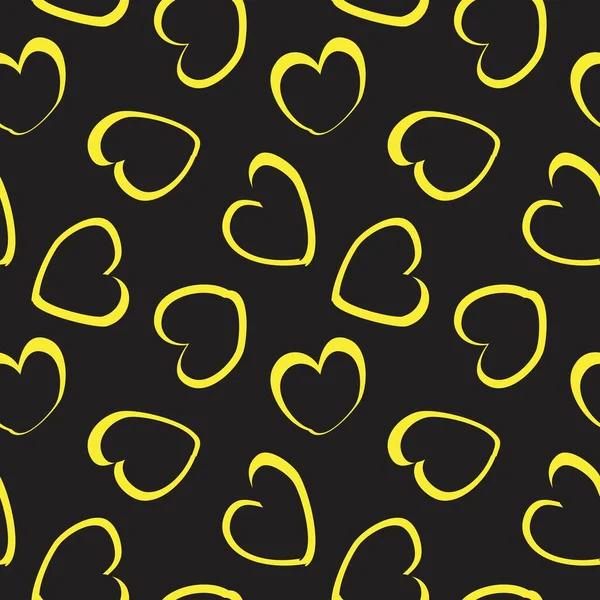 Žluté Srdce Tvaru Tahu Štětce Bezešvé Vzor Pozadí Pro Módní — Stockový vektor