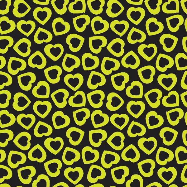 Желтое Сердце Форме Мазка Кисти Бесшовный Фон Шаблона Моды Текстиля — стоковый вектор