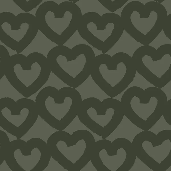 Green Heart Kształt Pociągnięcia Pędzla Płynny Wzór Tła Dla Tekstyliów — Wektor stockowy