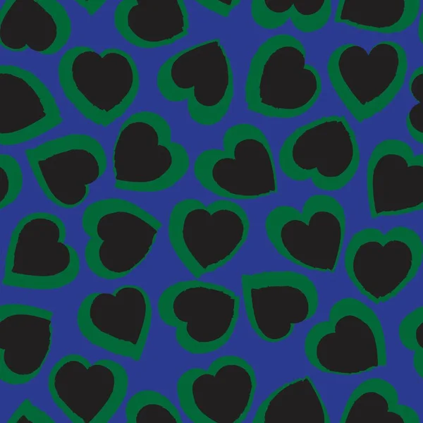 Groene Hartvormige Penseelstreek Naadloze Patroon Achtergrond Voor Mode Textiel Graphics — Stockvector